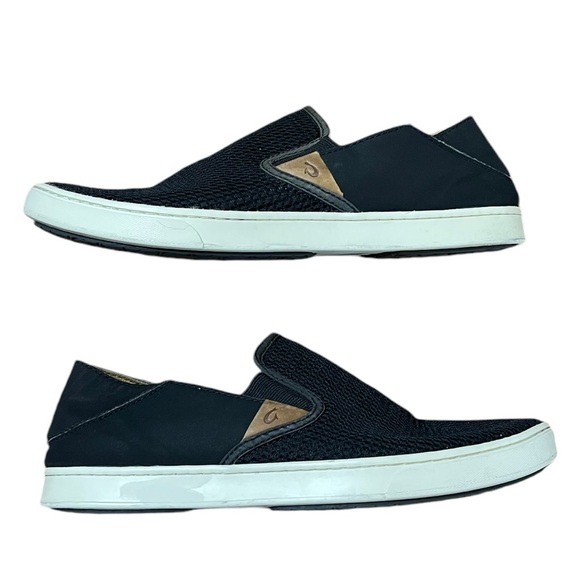 OluKai Pehuea Black Breathable Slip On Casual Shoes Size 11 Perforated Loafer - Picture 2 of 7